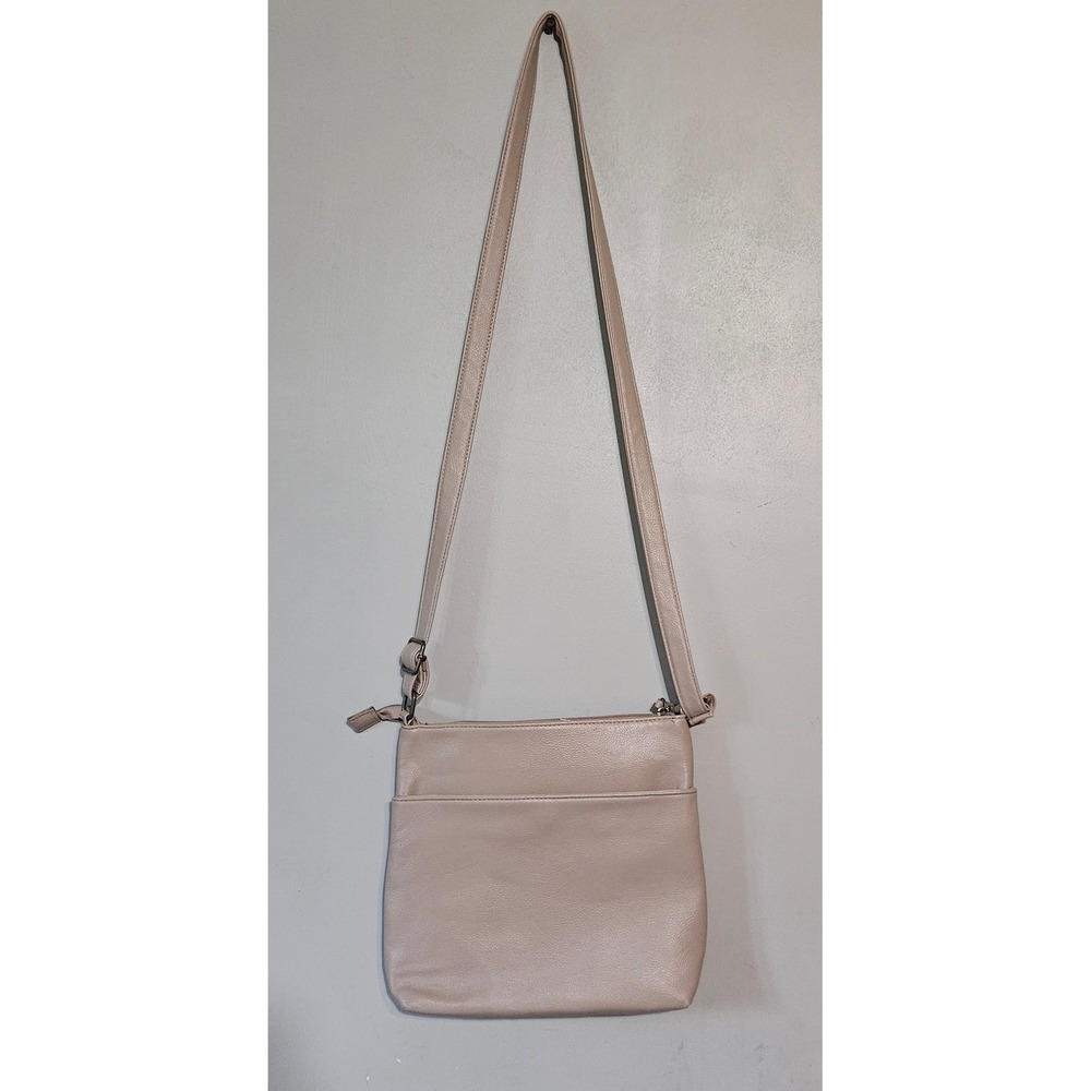 White Mountain Tan Faux Leather Braided Crossbody Bag‎ Adjustable Strap Pocketed